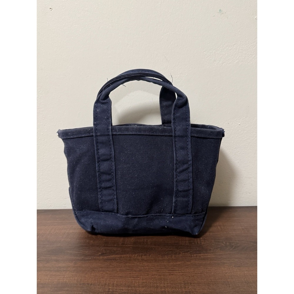Vintage L.L. Bean Boat & Tote Mini Navy Blue  Bag Canvas Made in USA 7"x10"